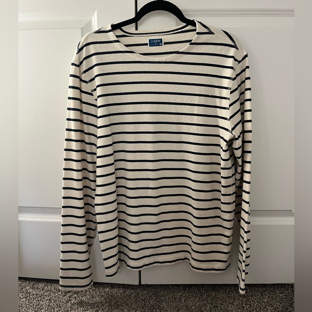 J Crew Stripped Navy Blue and White Long Sleeve